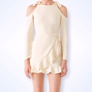 Rebecca Vallance Billie Mini Dress Light Yellow Wrap Tie RARE Womens Size 2